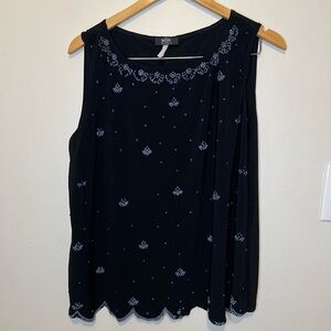 MSK Black Sleeveless Beaded Scoop Neck Tank
